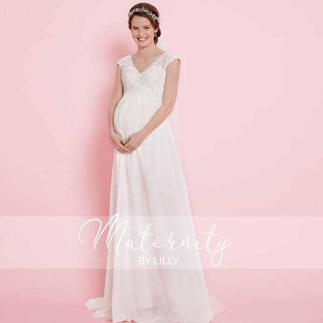 Lilly maternity bridal gowns and wedding dresses for the expecting bride
