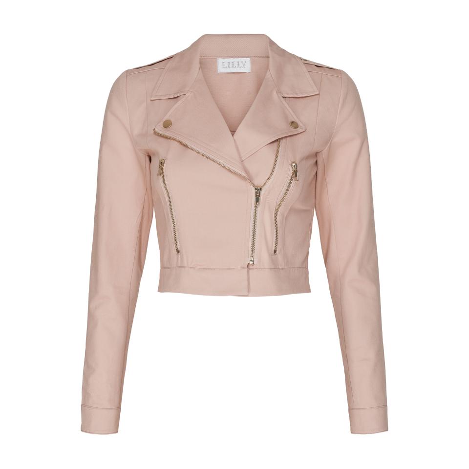 Light Rose Lilly Zip Jacket in Stretch with golden details