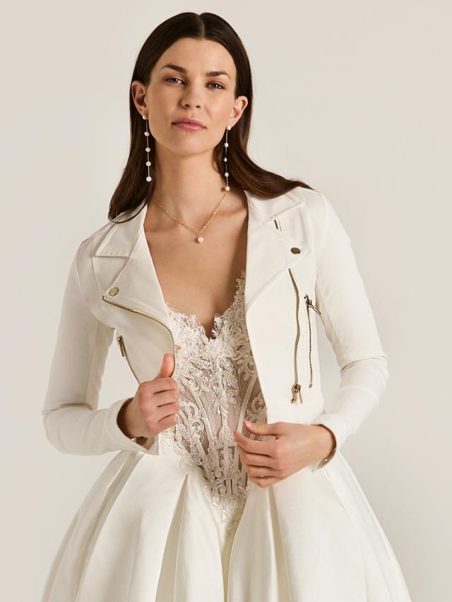 Offwhite Stretch Biker Bridal Jakke til Bruden | LILLY