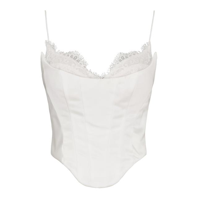 Bridal Satin top with peek-a-boo lace