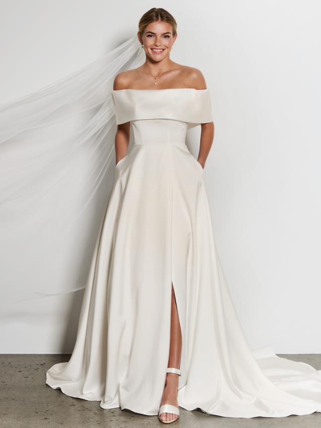 robes de mariée minimalistes en pur satin