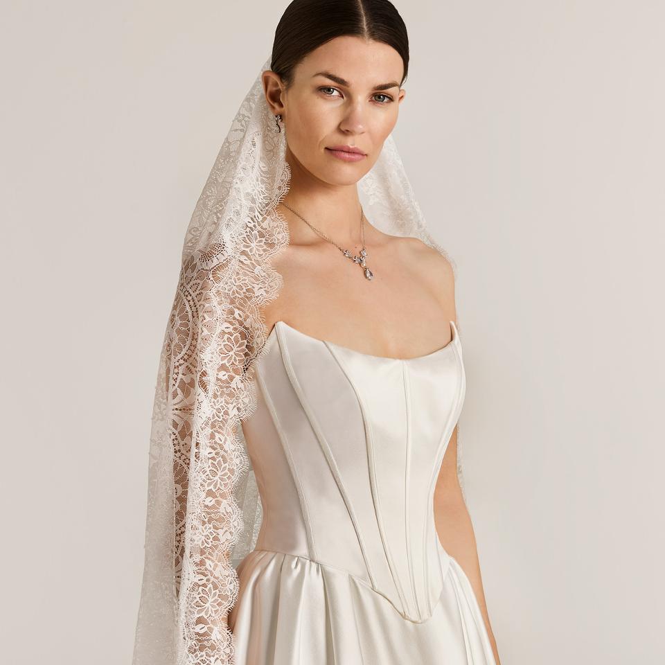 Cat eye corsage satin bridalgown wedding dress from LILLY