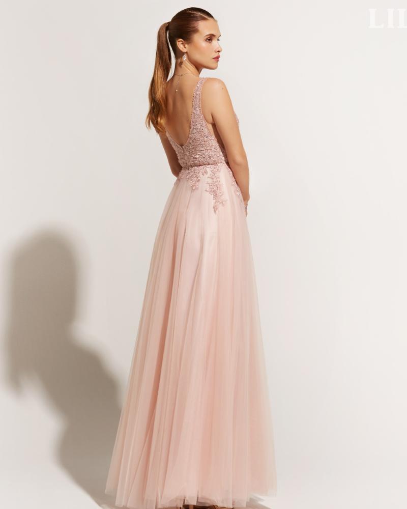 LILLY Lace Crunchy Tulle Gown with Slit (Dark Blue) LILLY Lace Crunchy Tulle Gown with Slit (Dark Blue)
