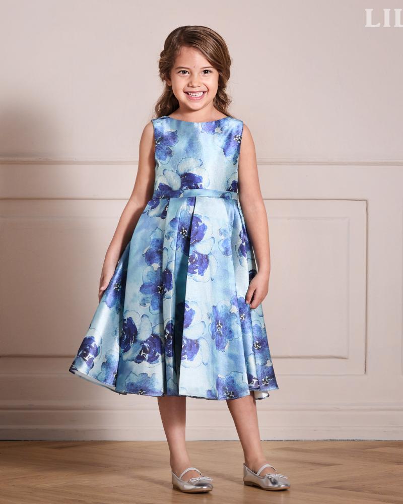 Girls Dress Light Blue Floral Girls Dress Light Blue Floral