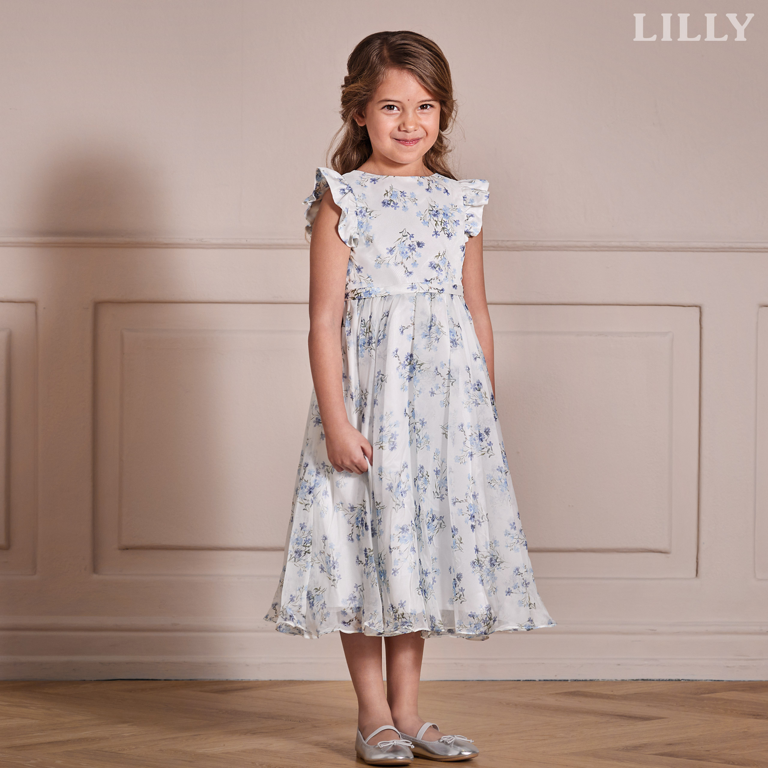 Girls Dress Light Blue Floral